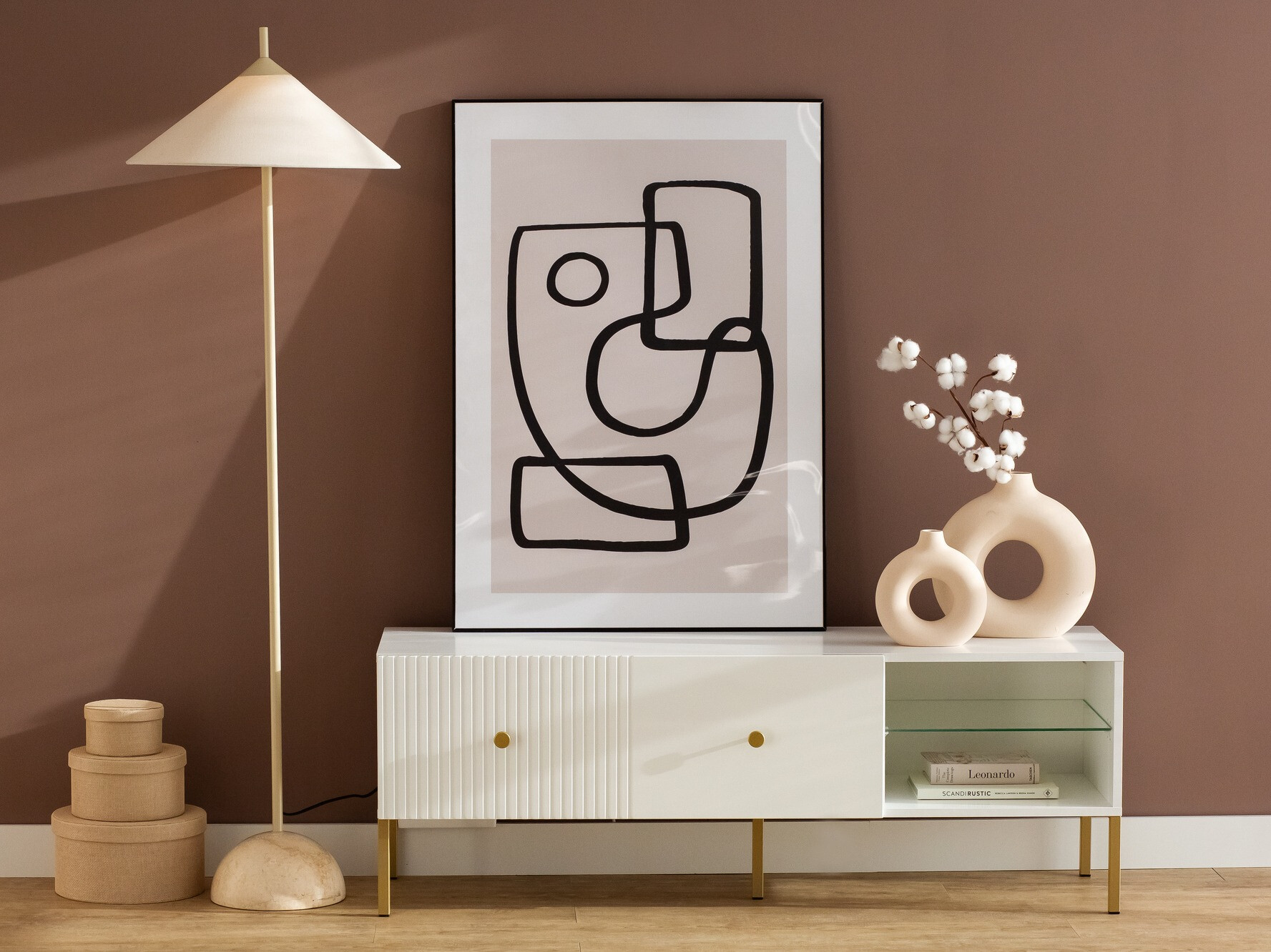 TV galds Etliva 104 (Balts + Zelta)