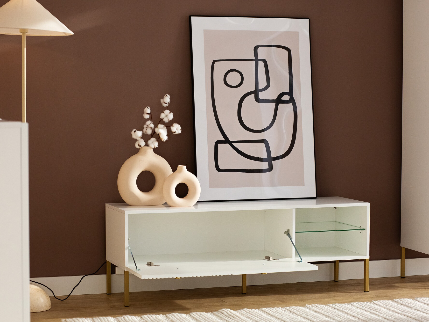 TV galds Etliva 104 (Balts + Zelta)