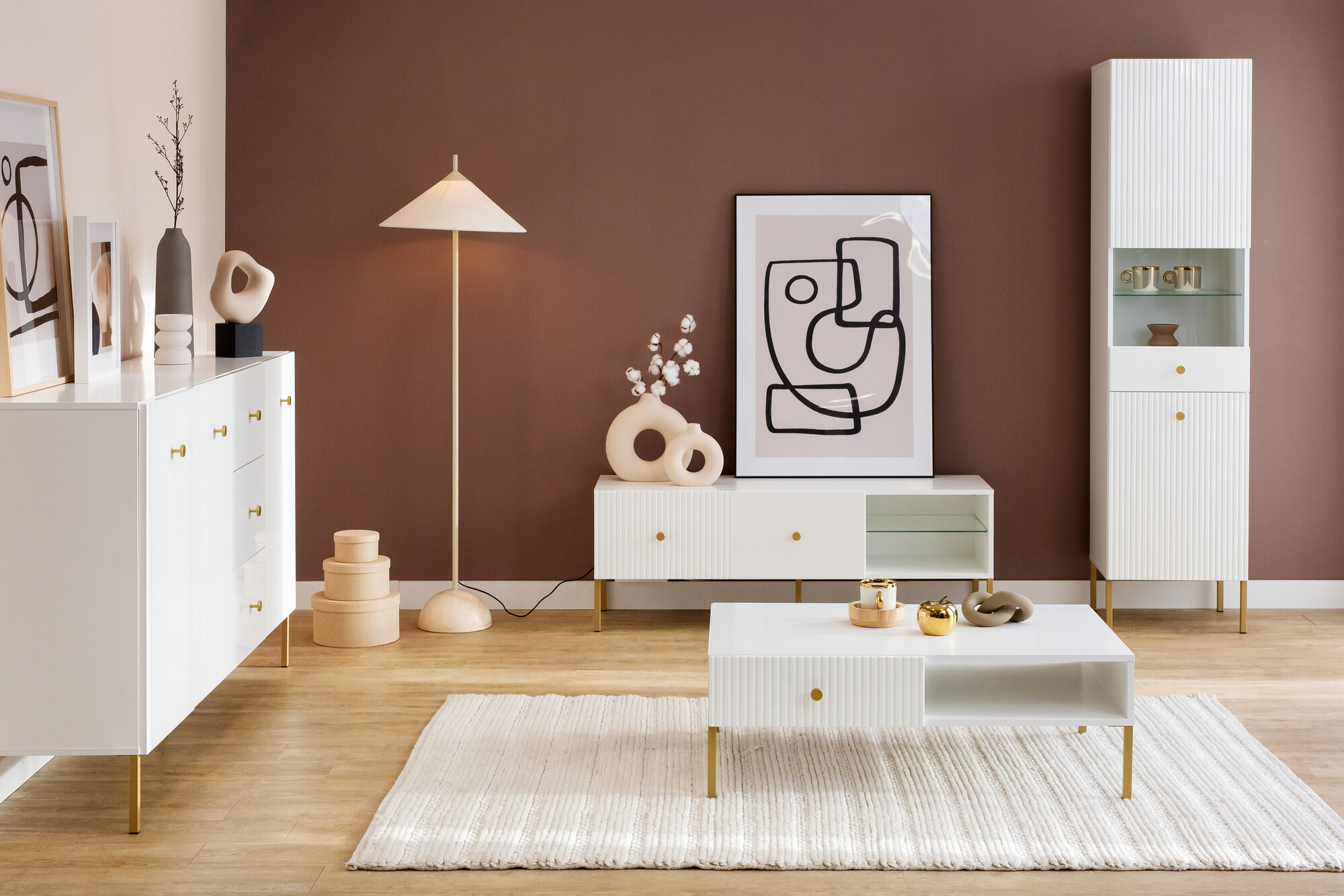 TV galds Etliva 104 (Balts + Zelta)