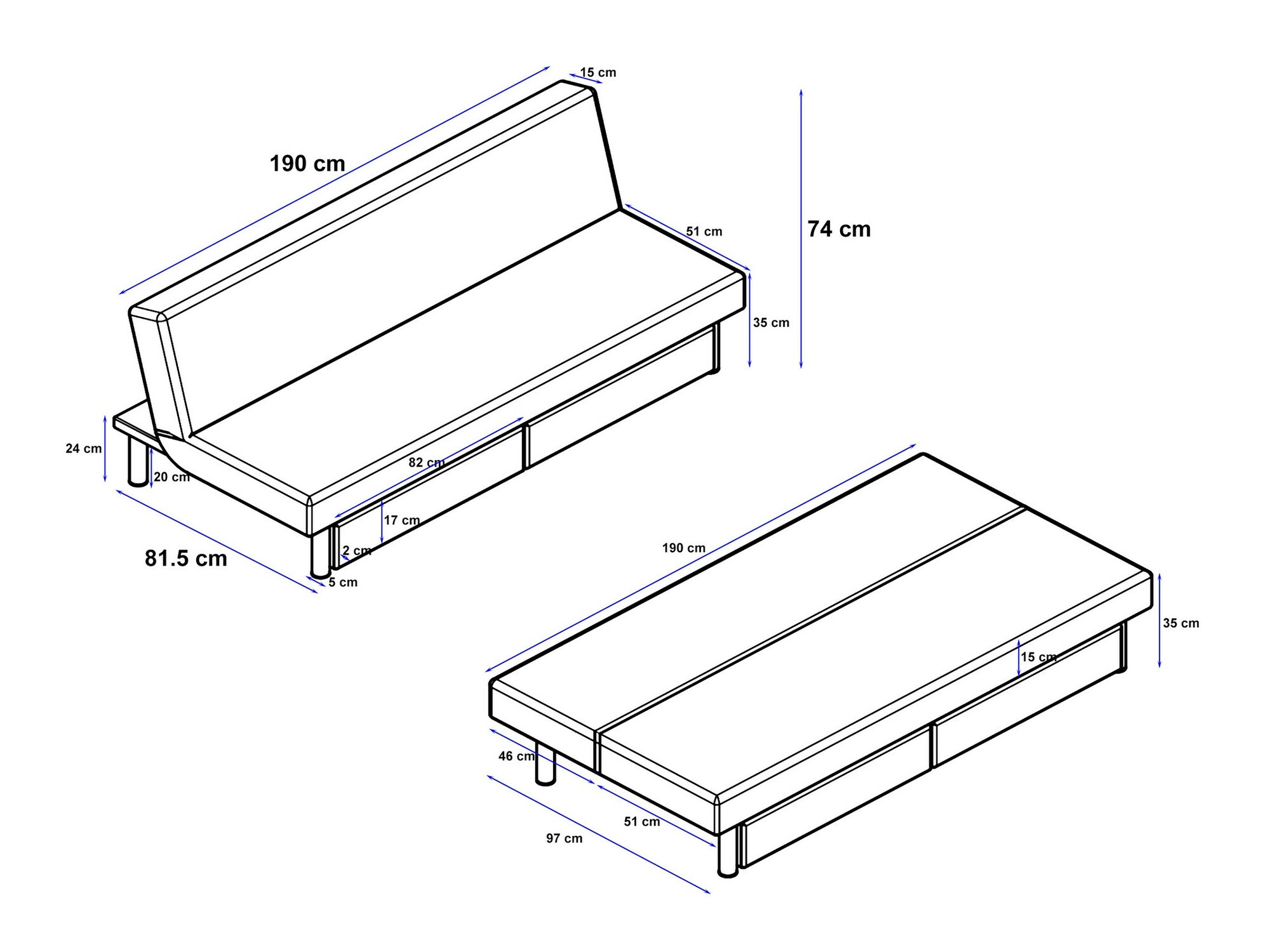 Диван-кровать Denton 1223 (Антрацит)