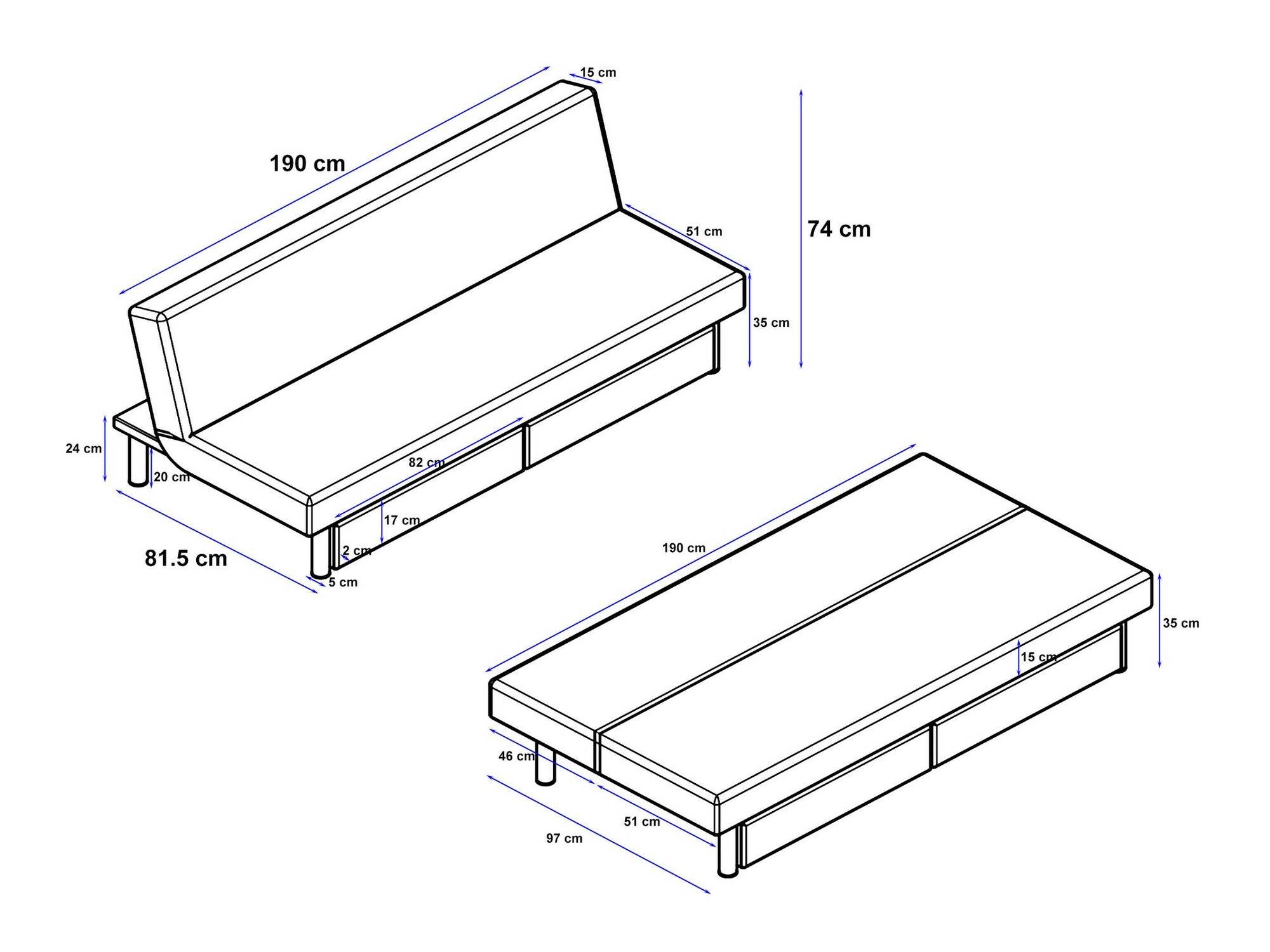 Dīvāns gulta Denton 1223 (Gaiši pelēks)