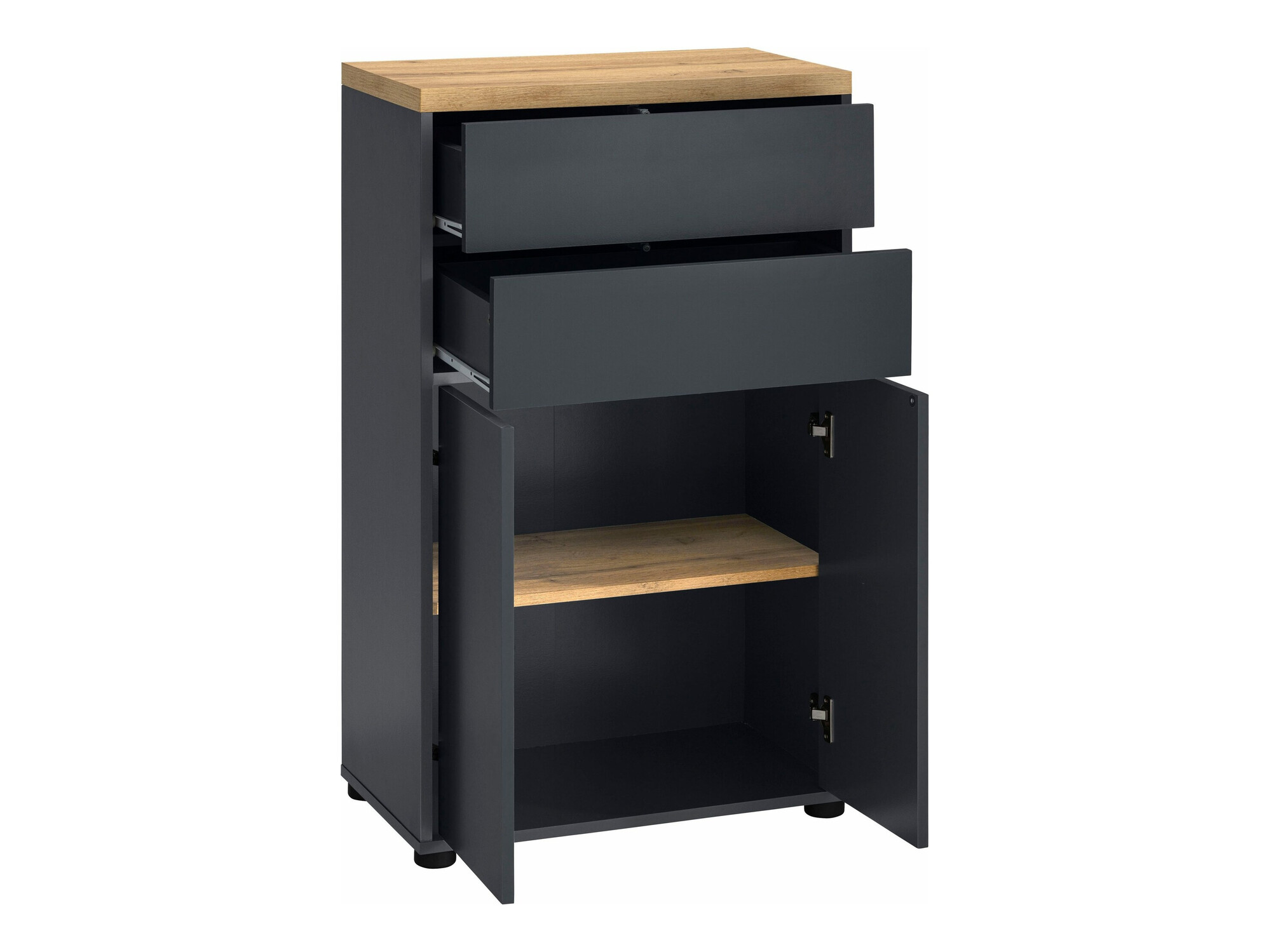 Stāvošs vannas skapītis Denton 1222 (Antracīts + Ozols)