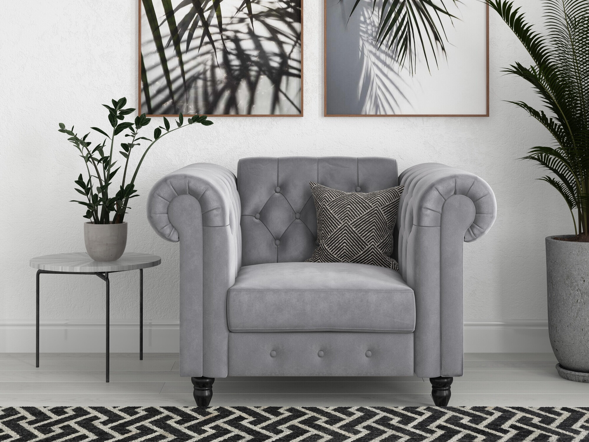 Chesterfield krēsls Tulsa 630 (Gaiši pelēks)