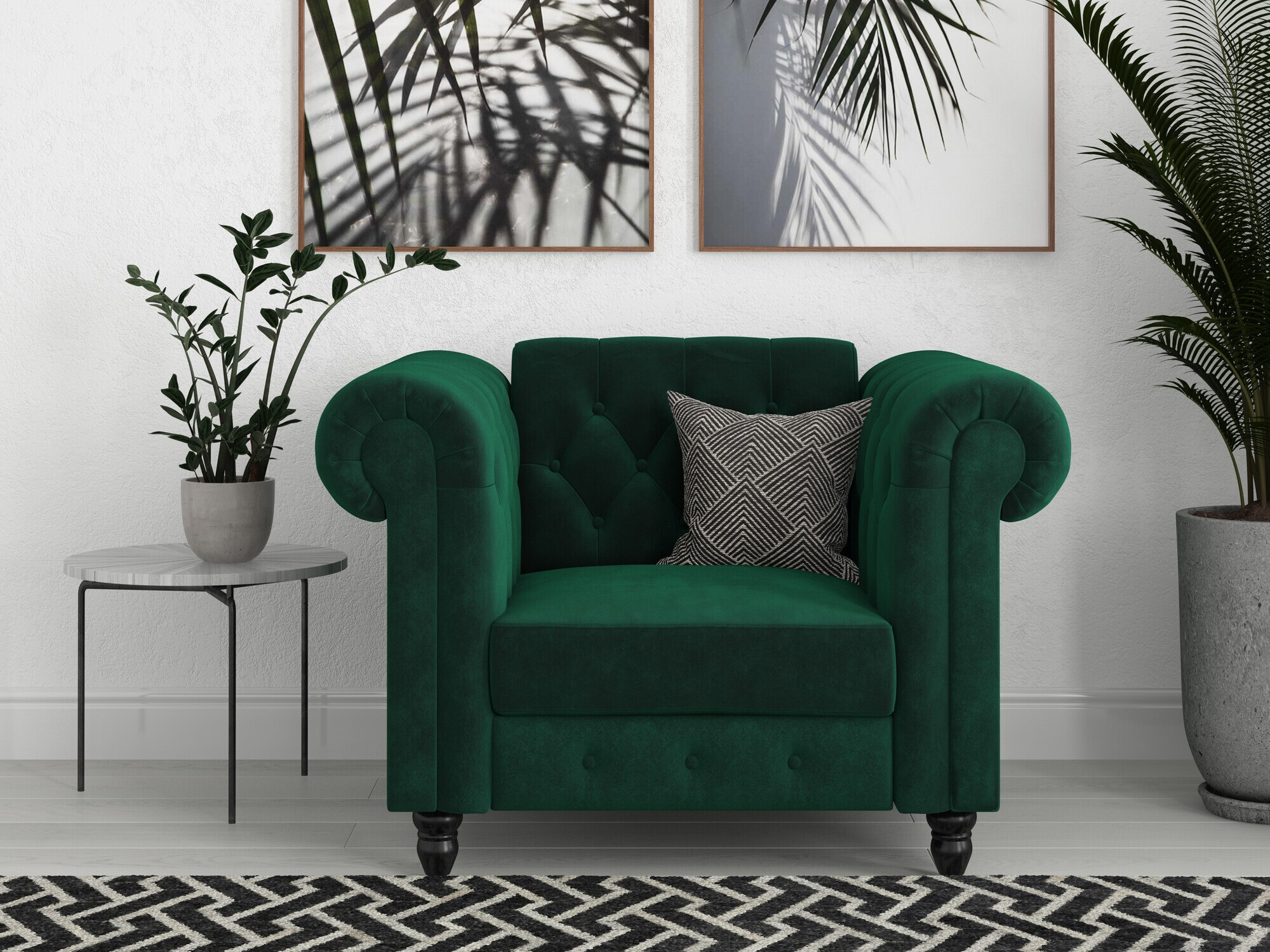 Chesterfield krēsls Tulsa 630 (Tumši zaļš)