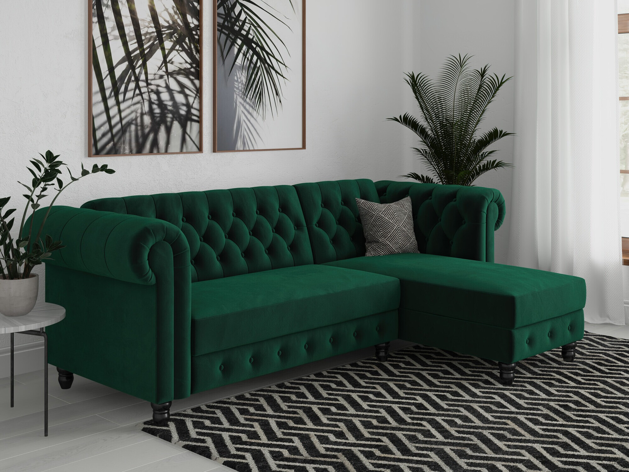 Chesterfield угловой диван Tulsa 622 (Темно-зеленый)