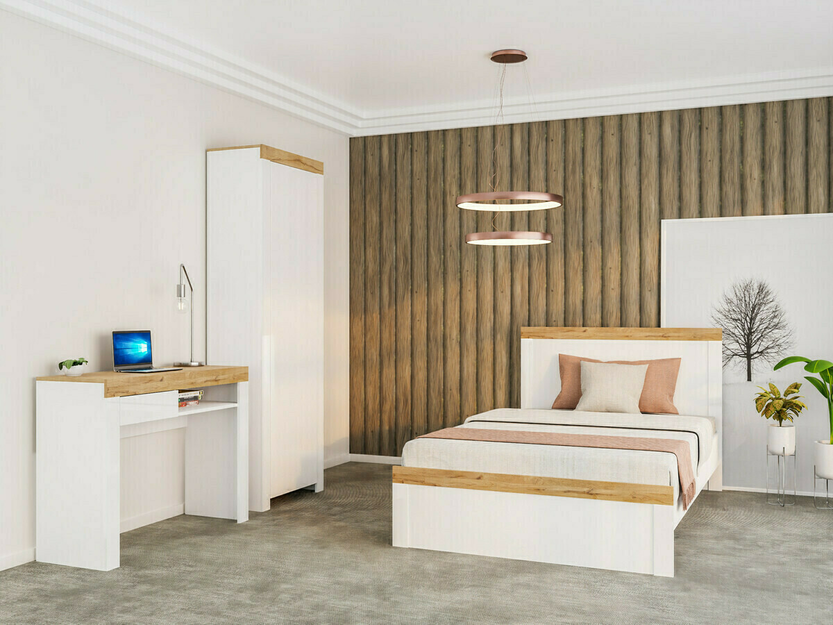 Кровать Sonsoru 138 (Белый + Дуб)