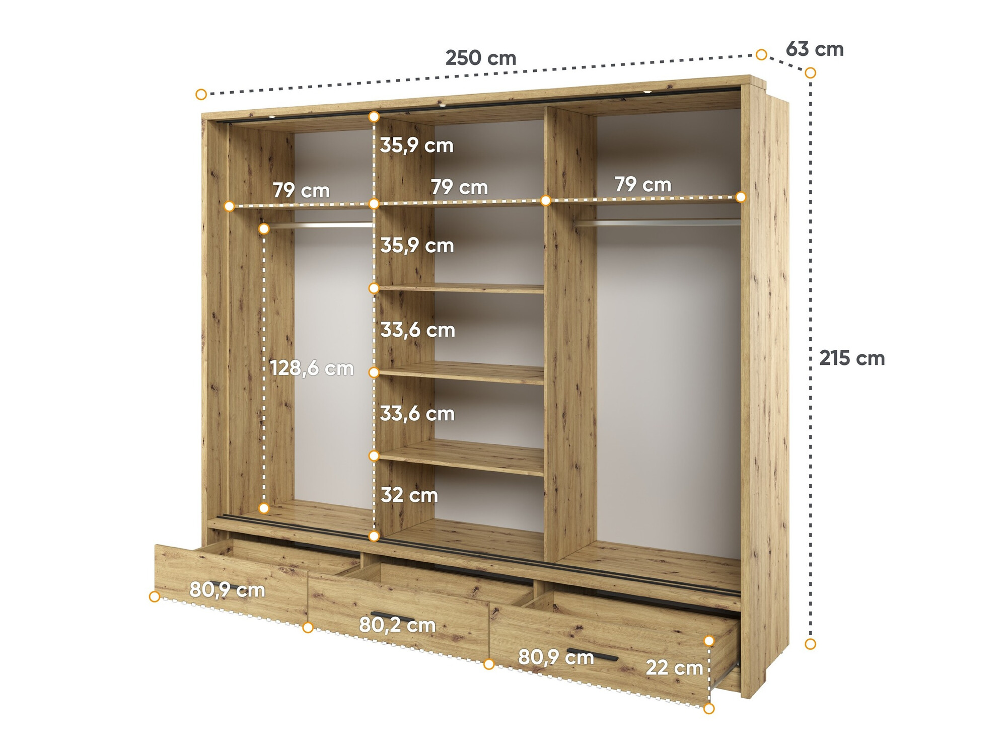 Skapis Fresno 100 (Artisan ozols)