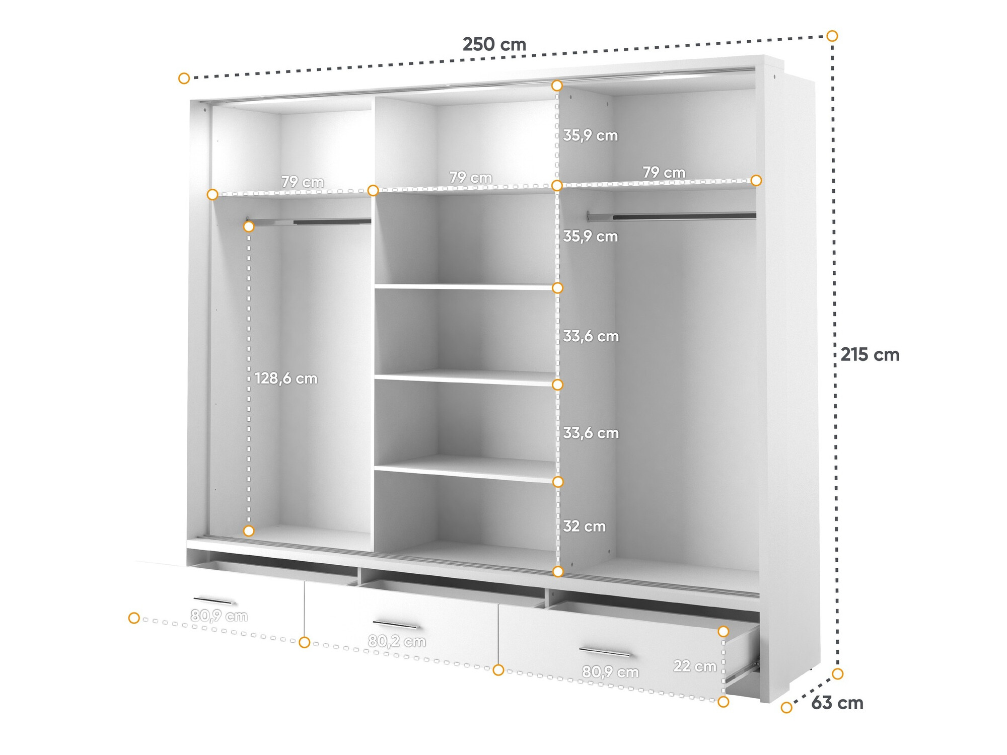 Skapis Fresno 100 (Balts)
