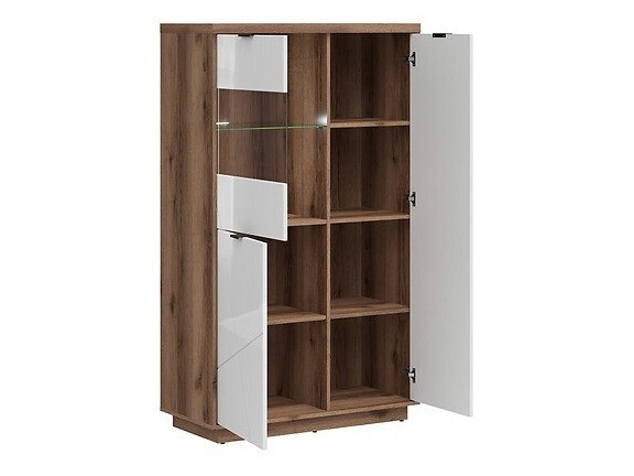 Viesistabas komplekts Fivale 110 (Tumšs delano ozols + Glancēts balts)