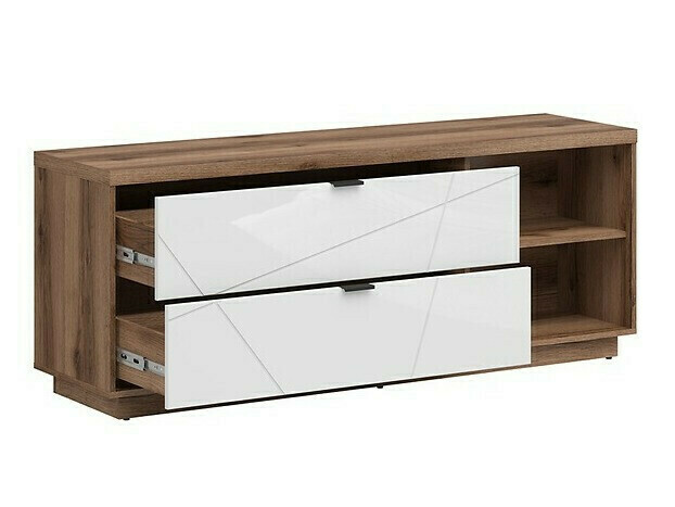 Viesistabas komplekts Fivale 110 (Tumšs delano ozols + Glancēts balts)