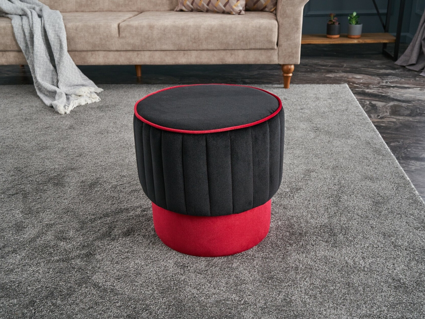 Pufs Altadena 518 (Antracīts + Tumši rozā)