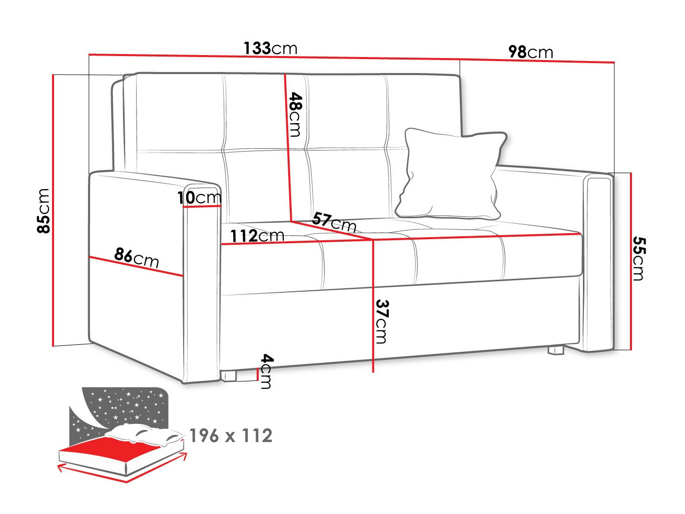 Dīvāns gulta Columbus 105 (Manila 26)