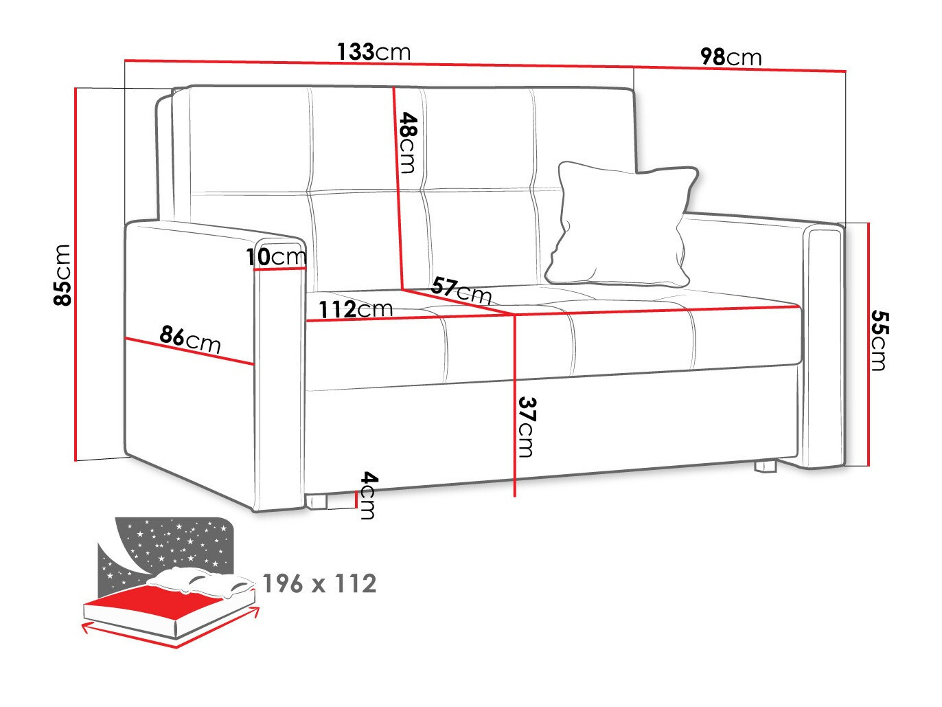 Dīvāns gulta Columbus 105 (Manila 38)