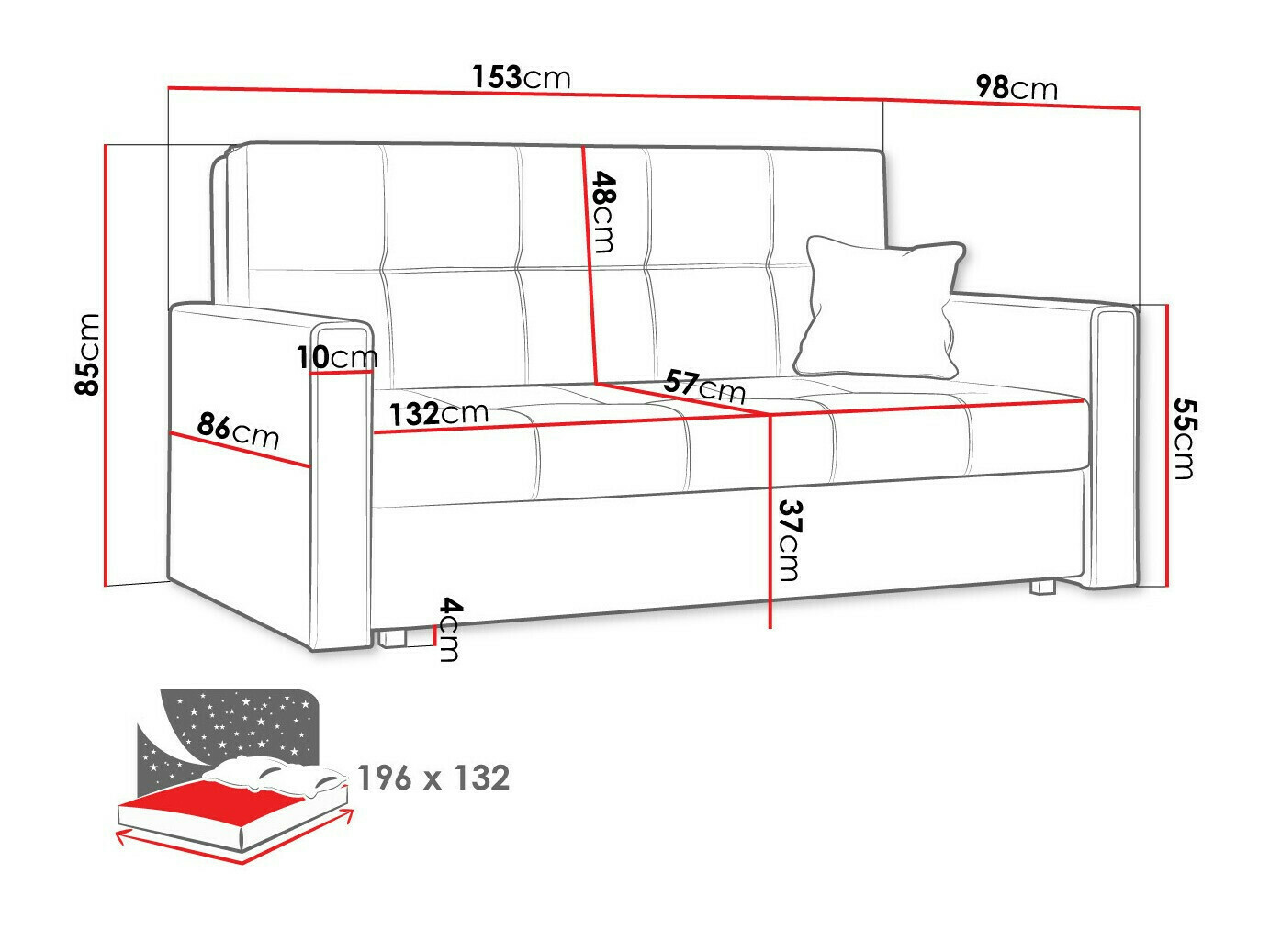 Dīvāns gulta Columbus 106 (Alova 04 + Alova 46)