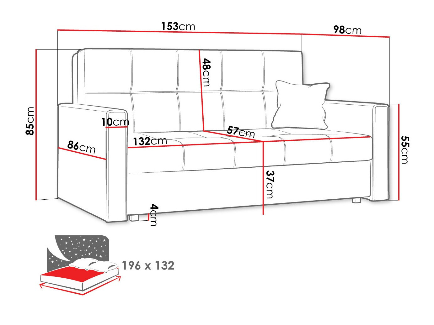 Dīvāns gulta Nuvora III (Spirit 11)