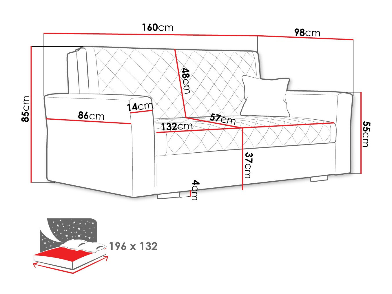 Dīvāns gulta Clarona III (Zanzibar 190)