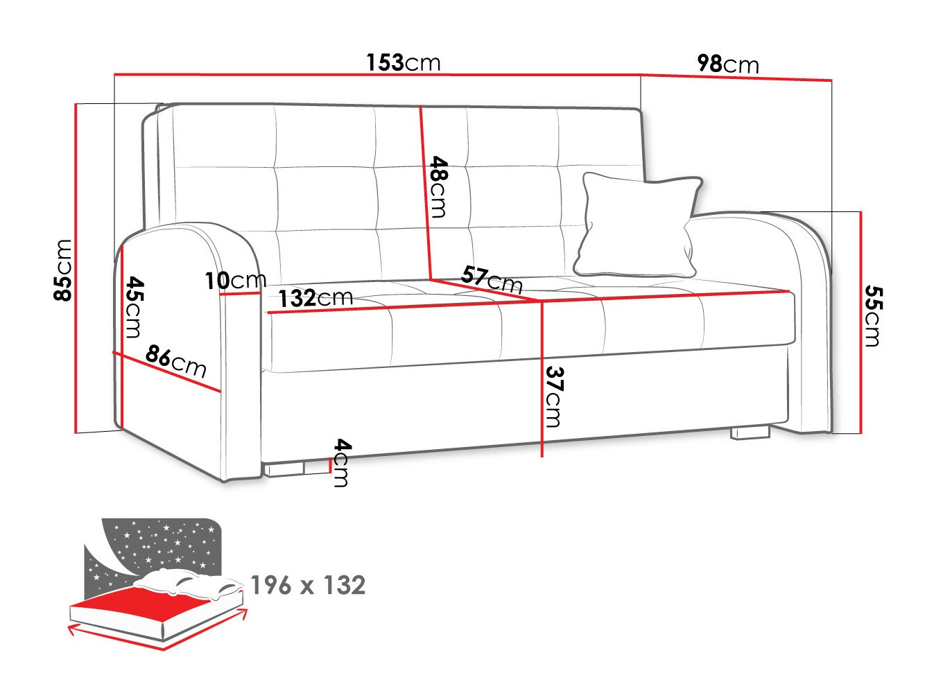 Dīvāns gulta Columbus 116 (Kronos 09)