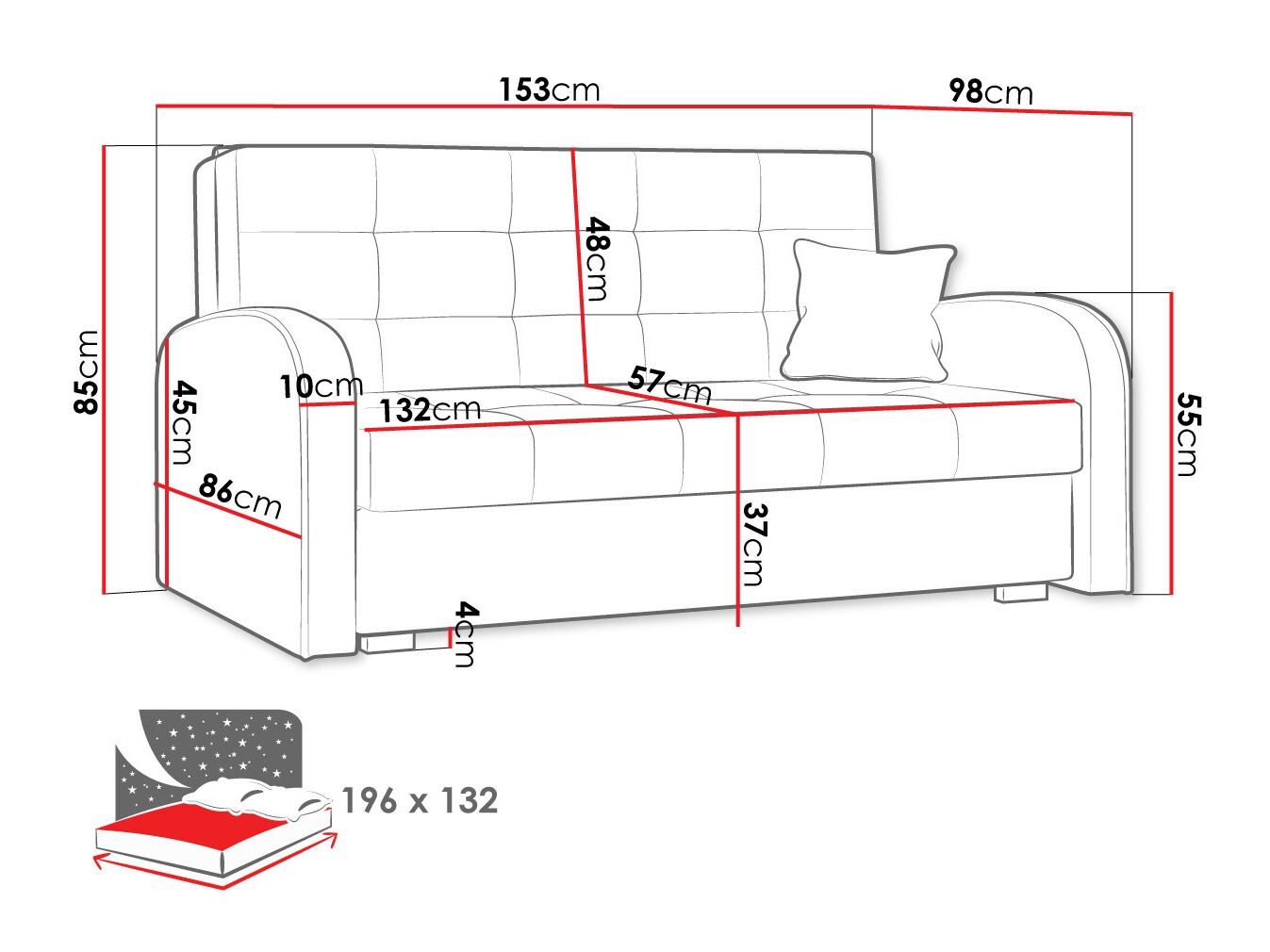 Dīvāns gulta Columbus 116 (Kronos 19)
