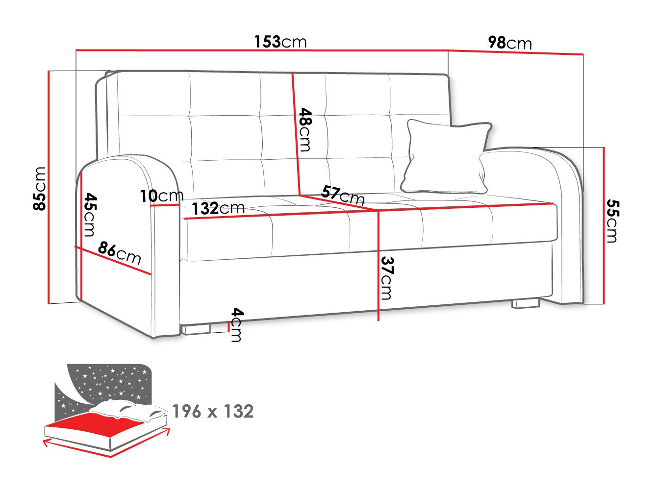 Dīvāns gulta Columbus 116 (Paros 3)