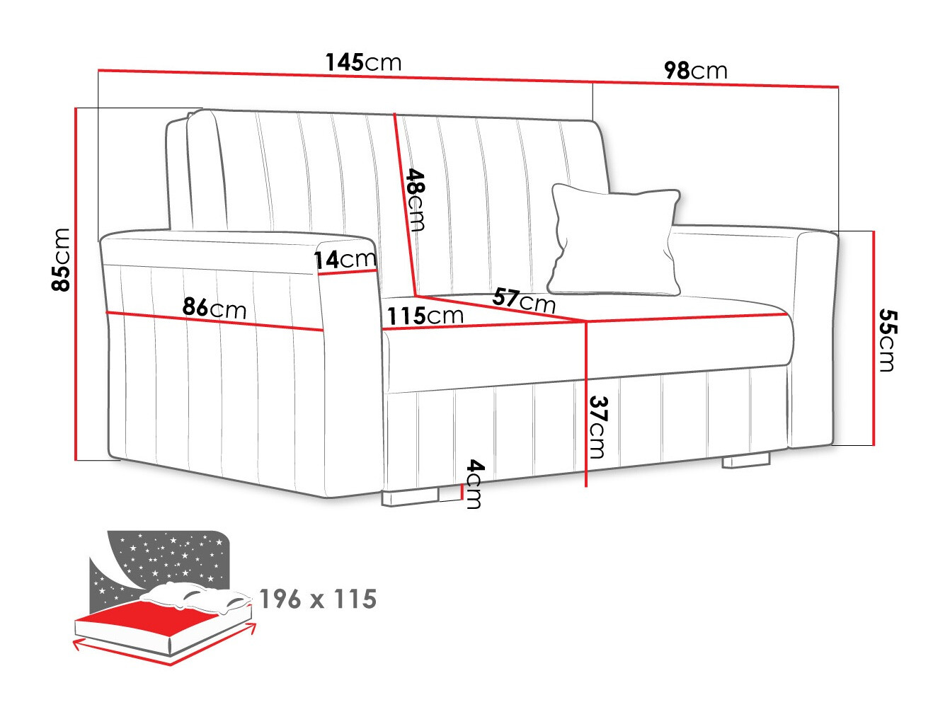 Dīvāns gulta Columbus 136 (Kronos 07)