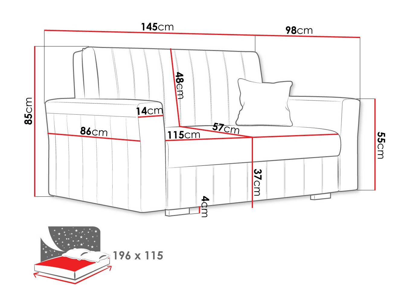 Dīvāns gulta Columbus 136 (Paros 6)