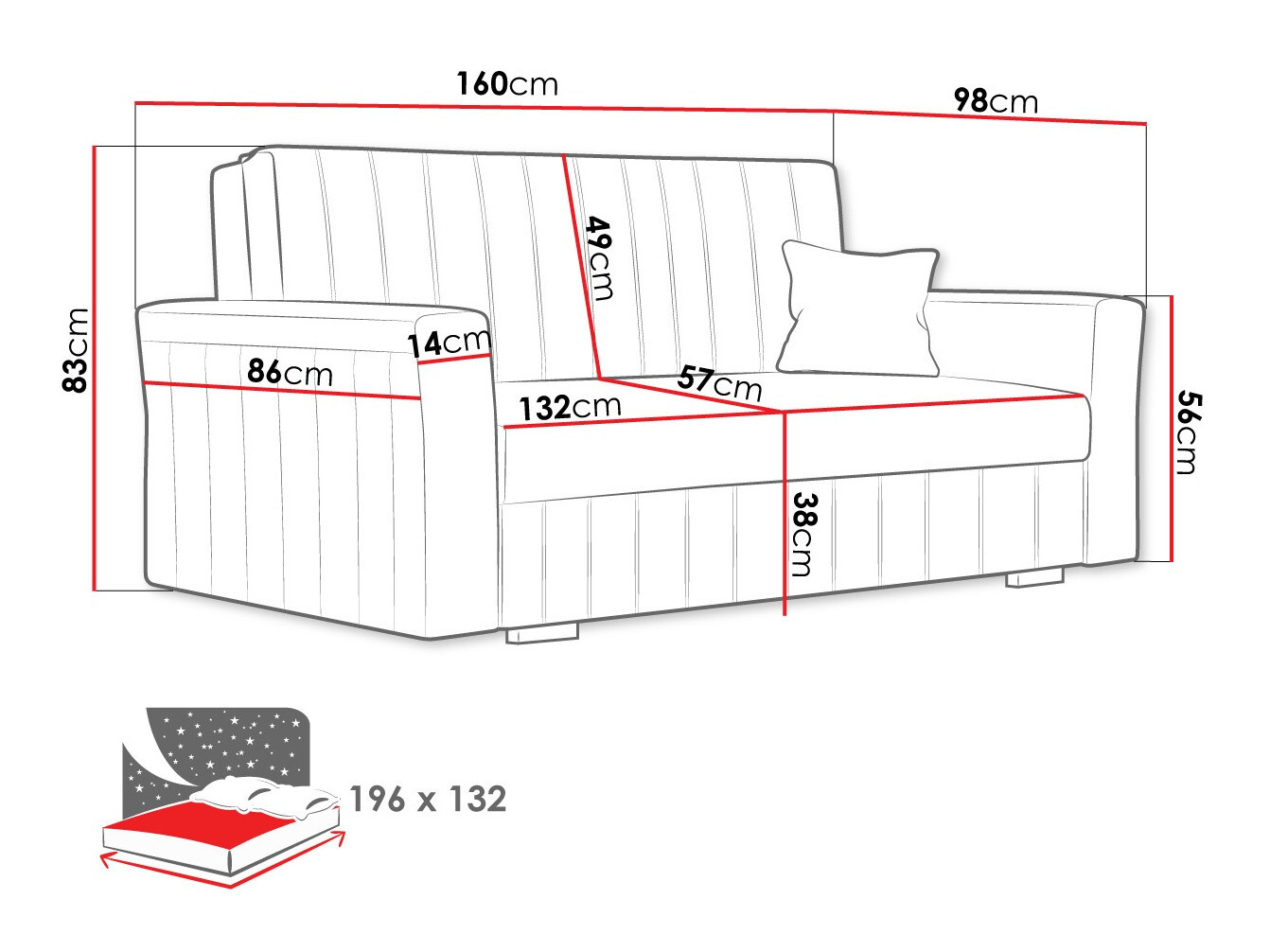 Dīvāns gulta Columbus 137 (Kronos 27)