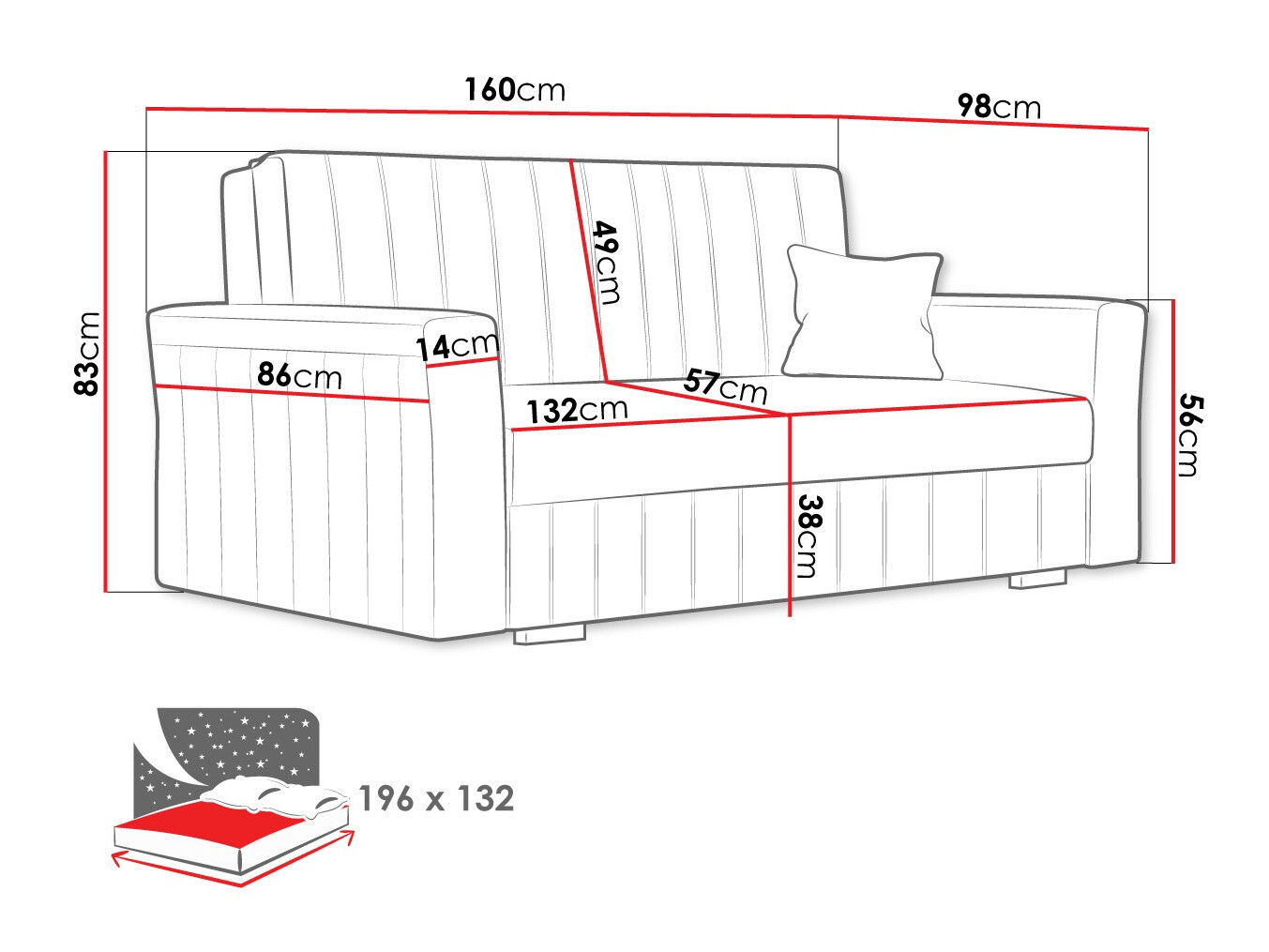 Dīvāns gulta Columbus 137 (Kronos 31)