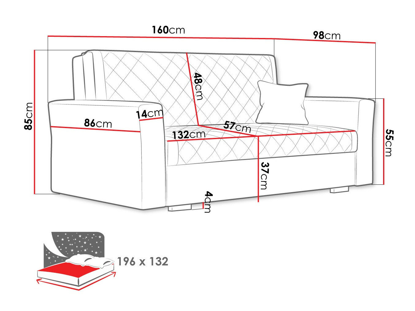 Dīvāns gulta Columbus 147 (Zanzibar 182)
