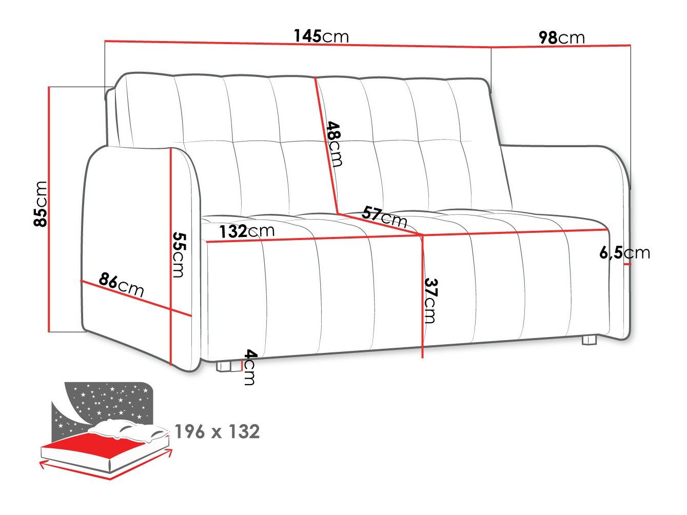 Dīvāns gulta Columbus 178 (Paros 3)