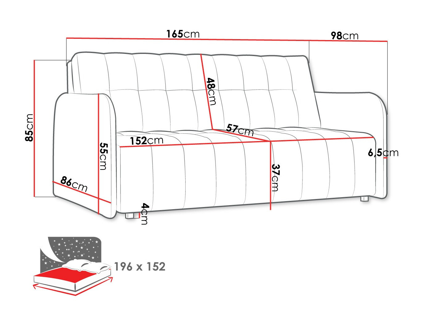 Dīvāns gulta Columbus 179 (Kronos 19)