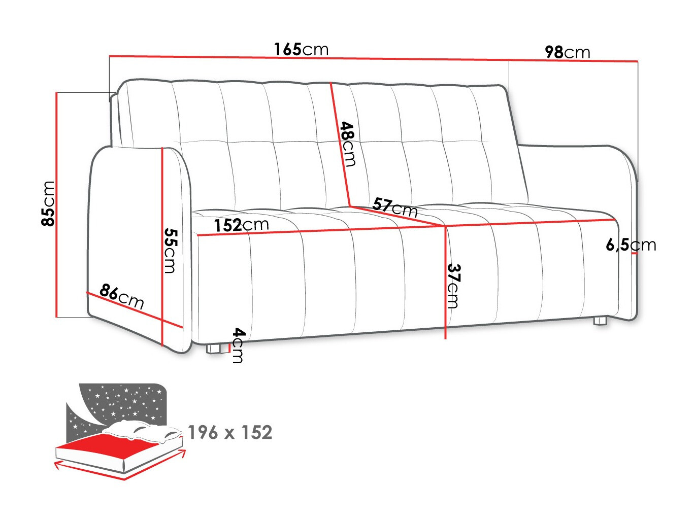 Dīvāns gulta Columbus 179 (Kronos 22)