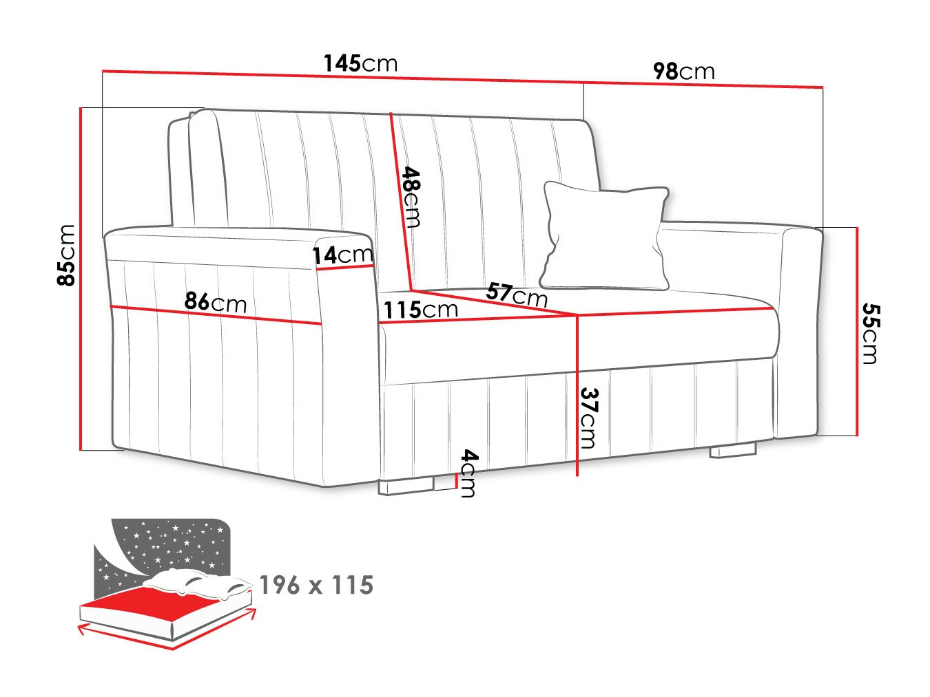Dīvāns gulta Orinen II (Kronos 27)