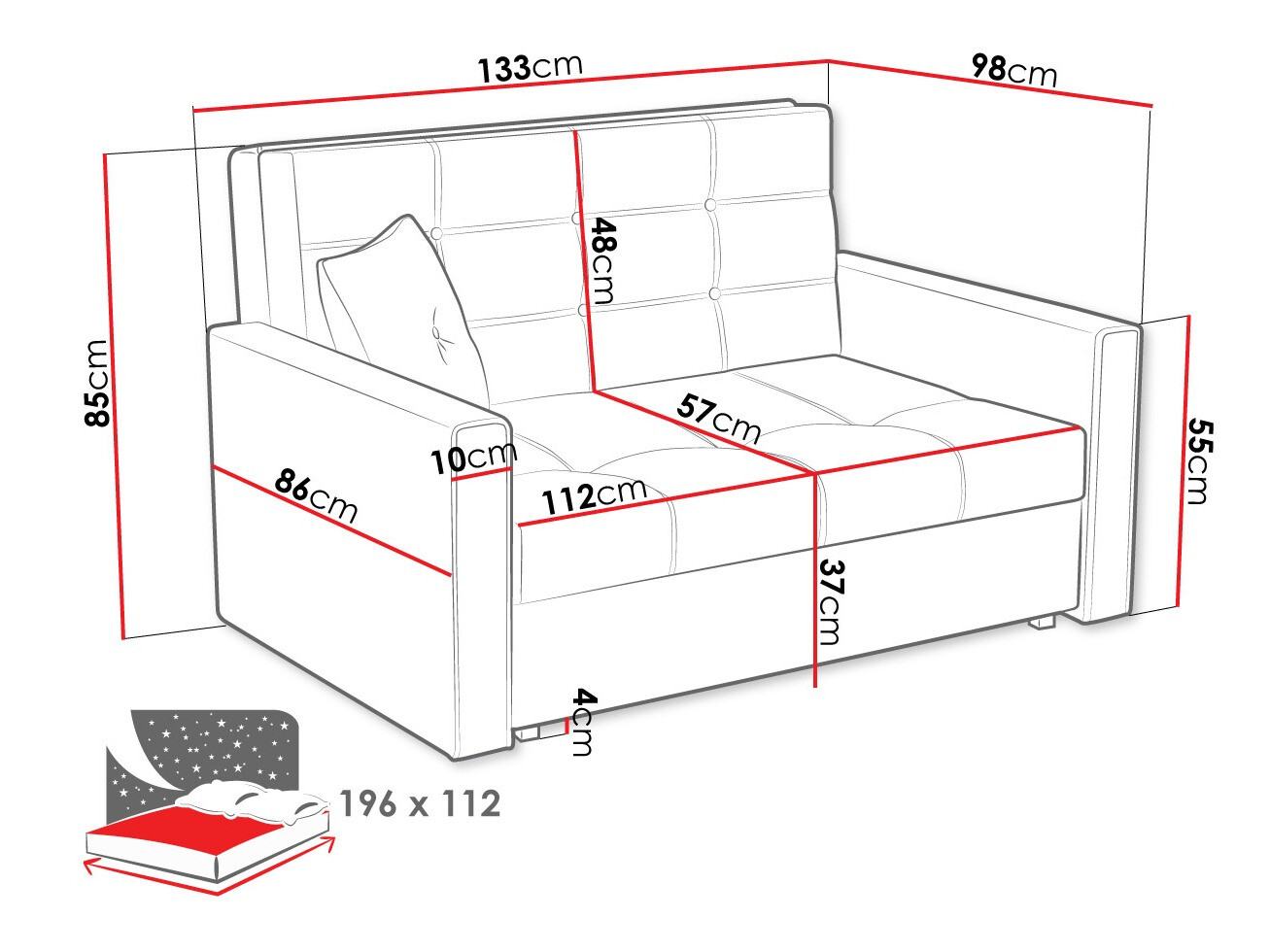 Dīvāns gulta Columbus 100 (Tatum 276)