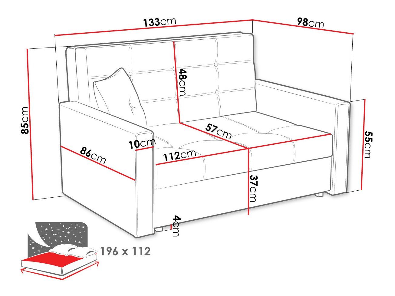 Dīvāns gulta Columbus 100 (Tatum 283)