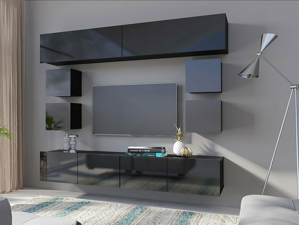 Piekarams skapītis Tivdalu 124 (Melns + Glancēts melns)