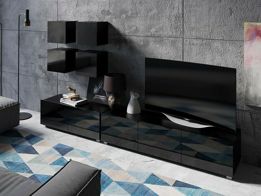 Piekarams skapītis Tivdalu 124 (Melns + Glancēts melns)