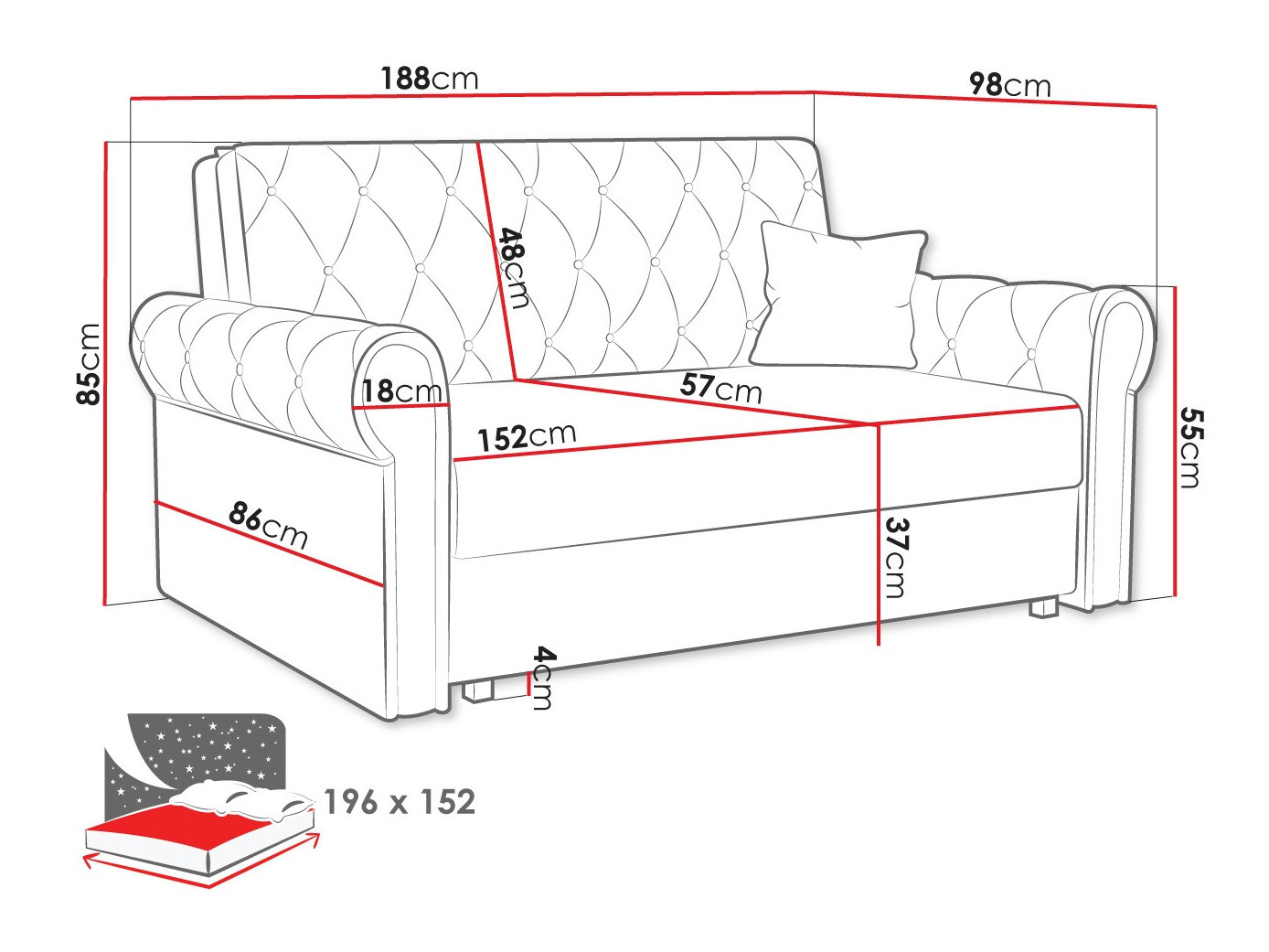 Диван-кровать Columbus 196 (Kronos 09)