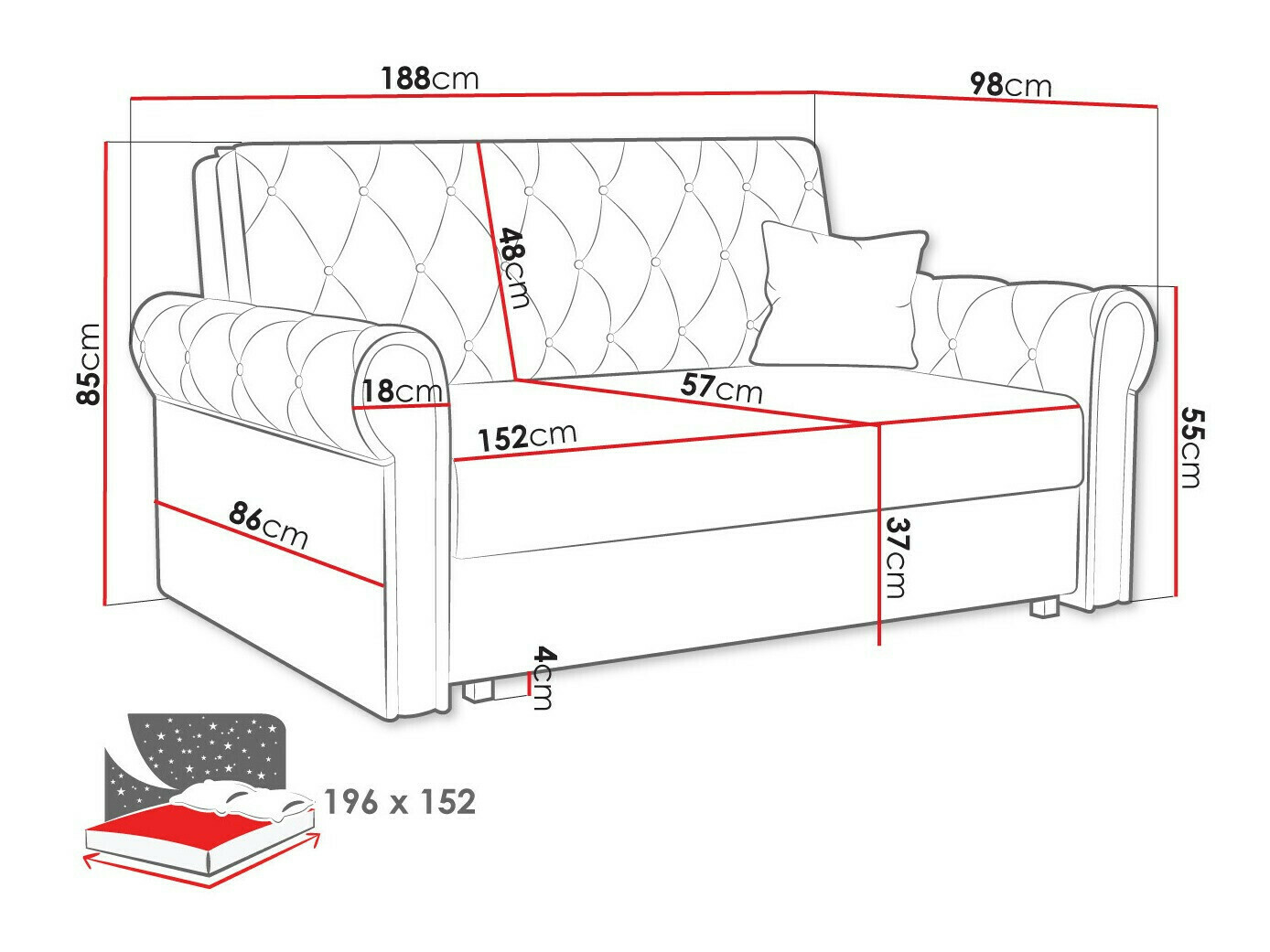 Диван-кровать Columbus 196 (Paros 2)