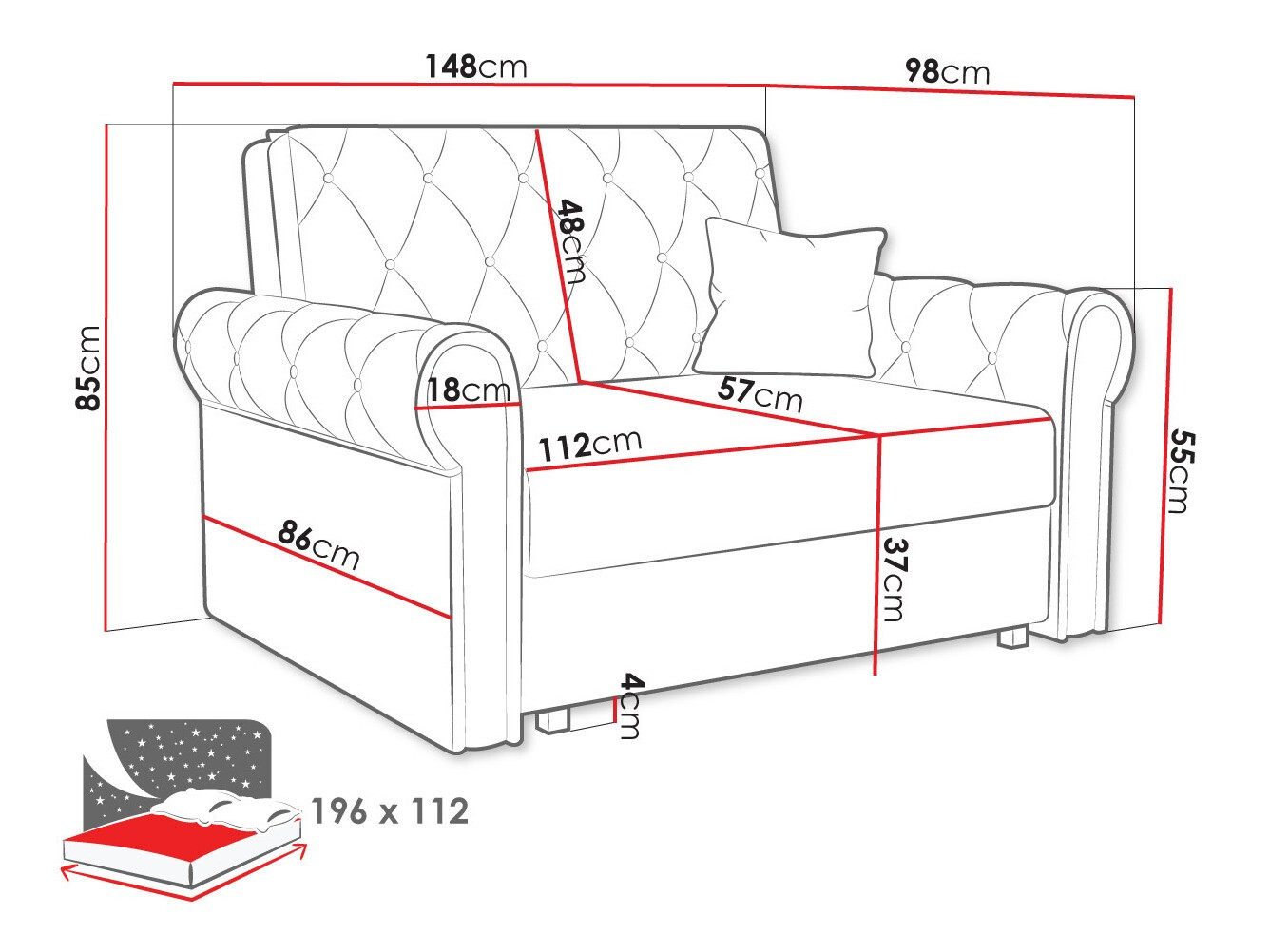 Диван-кровать Columbus 199 (Kronos 09)