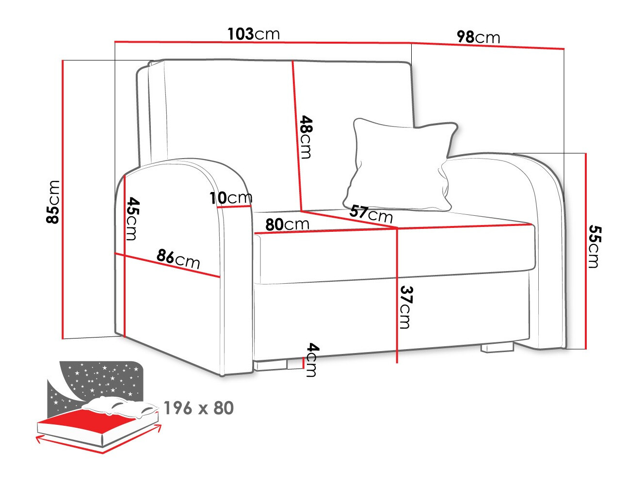 Кресло Columbus 160 (Mono 232 + Sorriso 5)