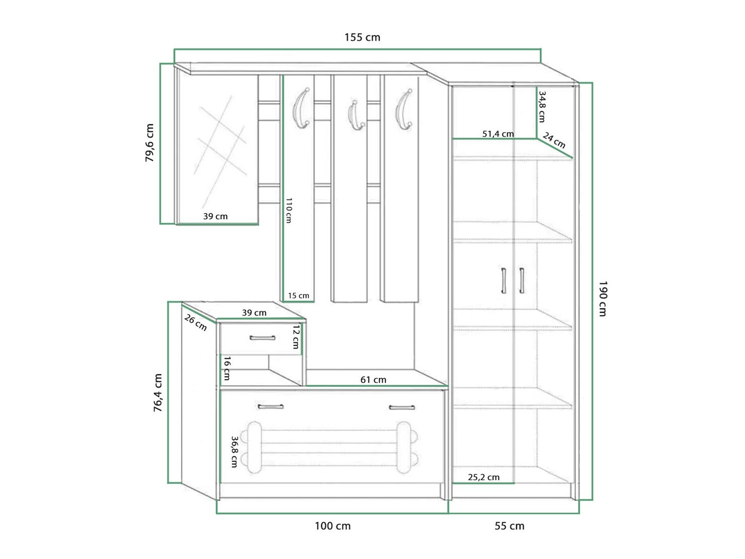 Priekšnama komplekts Gilroy 106 (Sonomas ozols + Balts)