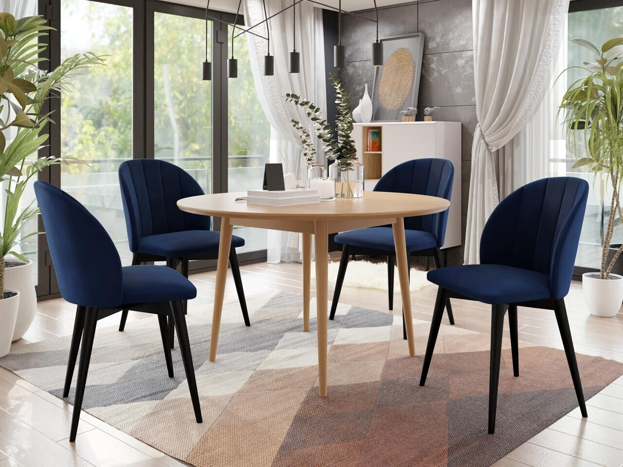 Ēdamistabas komplekts Racine 127 (Melns + Magic Velvet 2216)