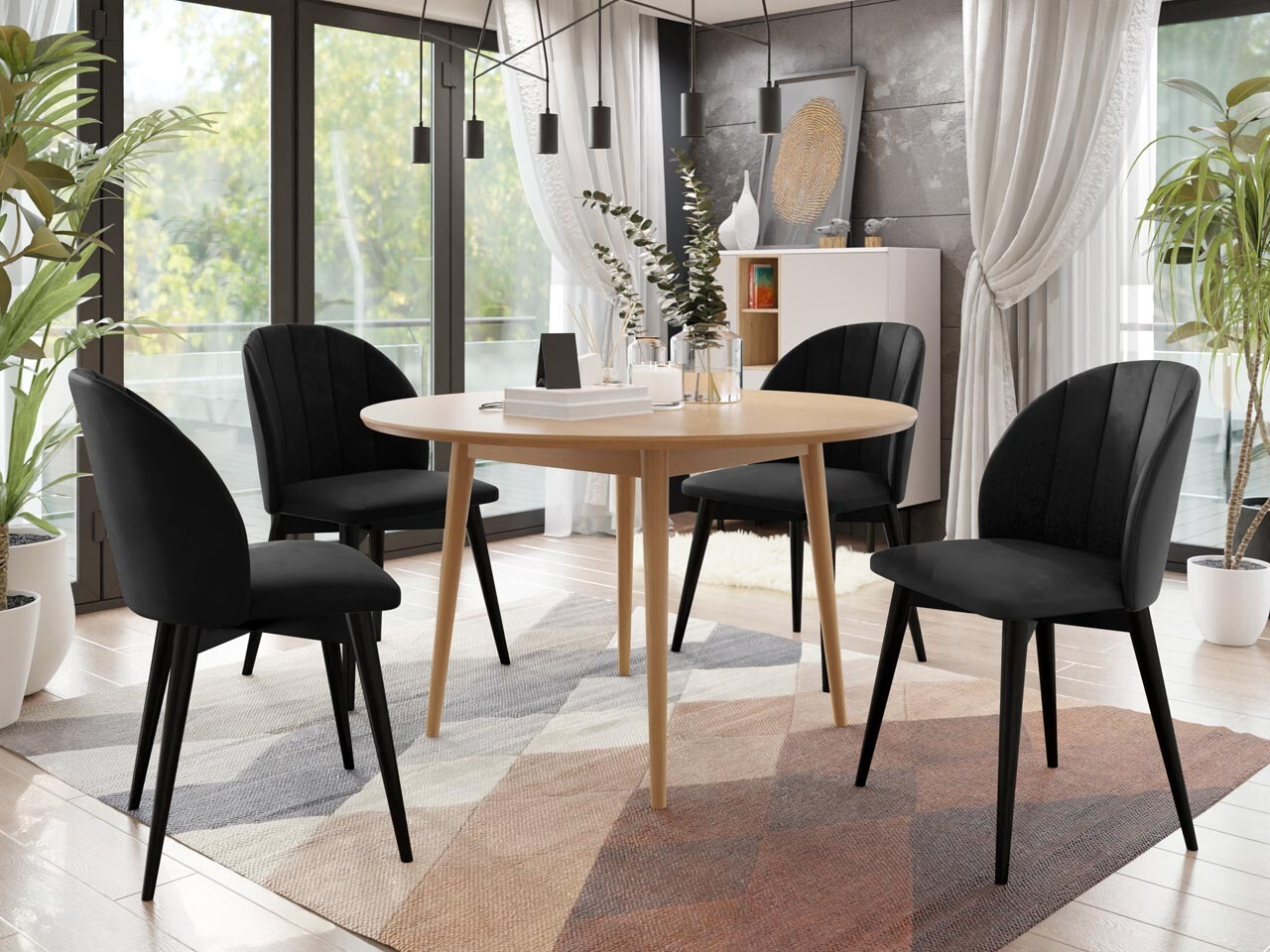 Обеденный гарнитур Racine 127 (Чёрный + Magic Velvet 2219)