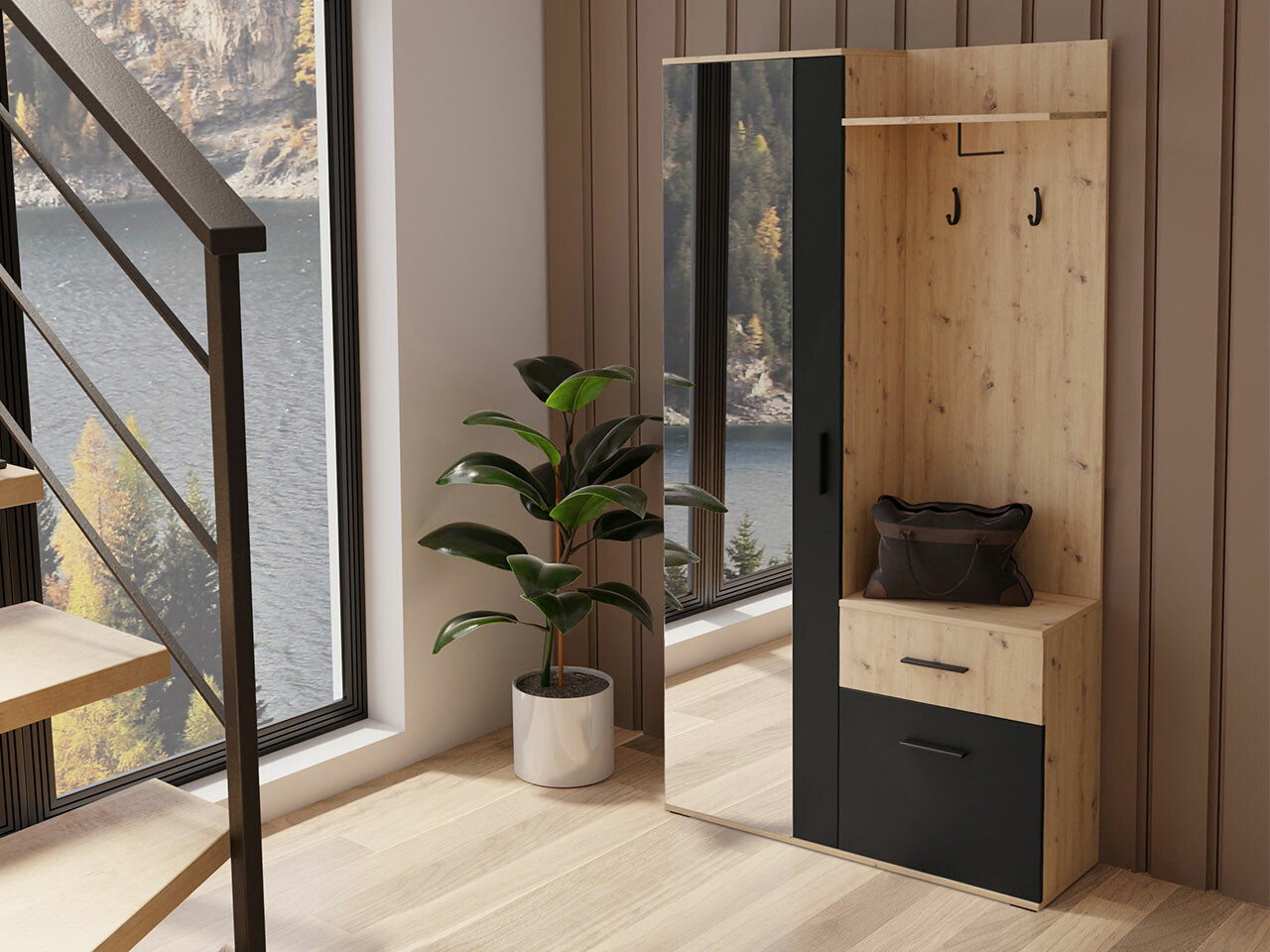 Прихожая Stanton 103 (Artisan дуб + Чёрный)