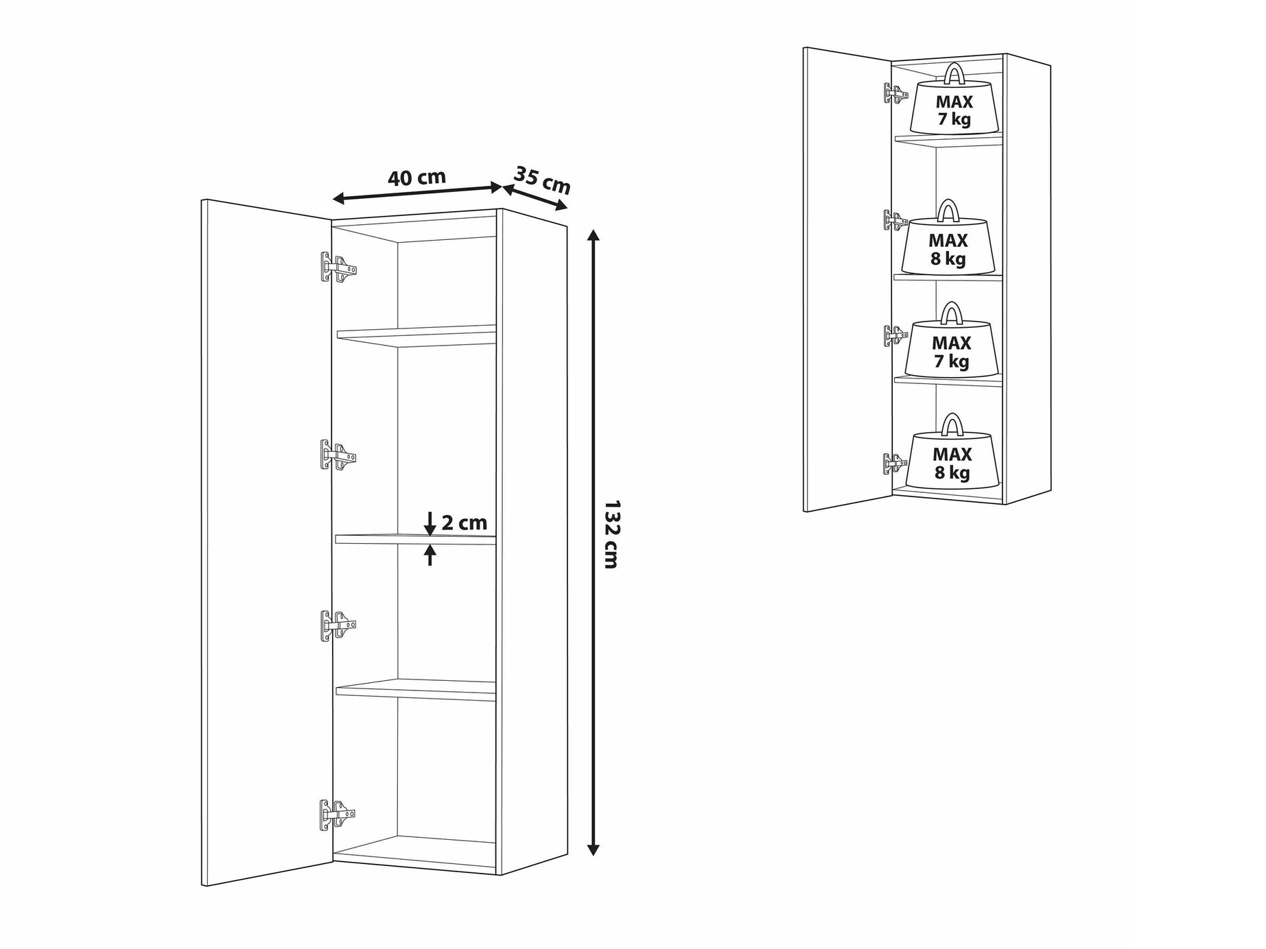 Piekarams vannas istabas skapītis Berwyn 1555 (Balts)