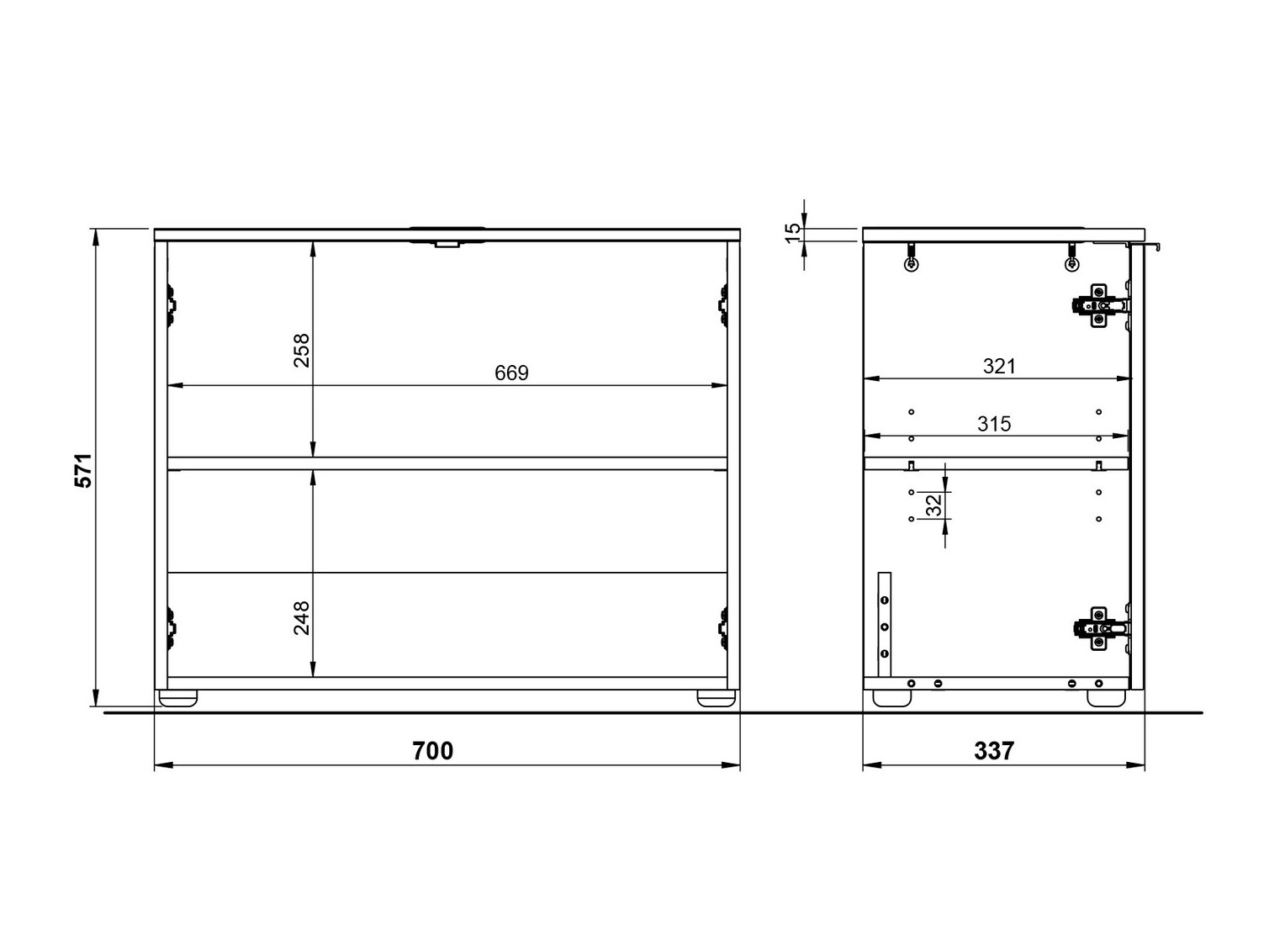 Stāvošs vannas istabas skapītis izlietnei Fioloru 100