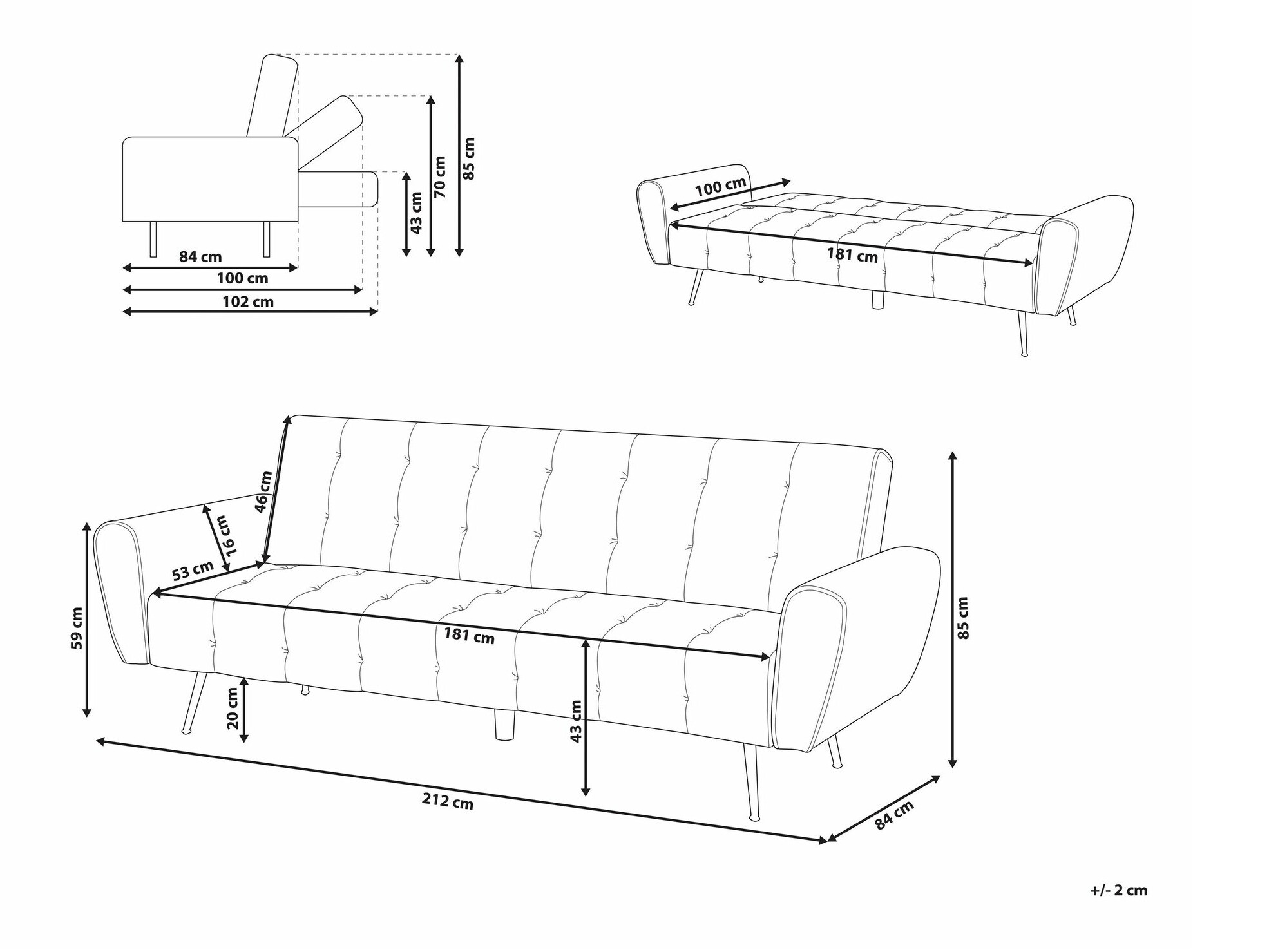 Диван-кровать Berwyn 1560 (Синий)