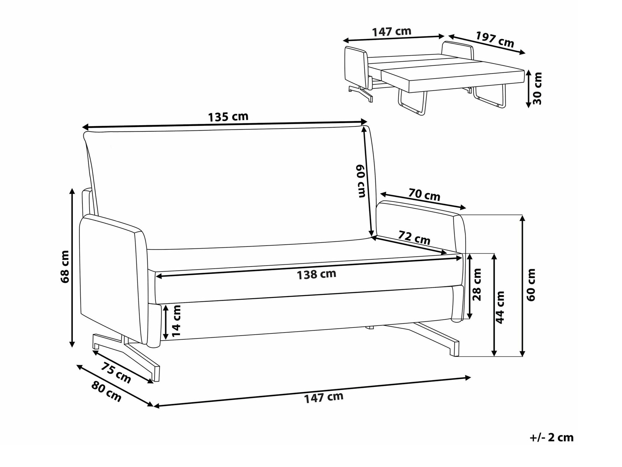 Dīvāns gulta Berwyn 1557 (Pelēks)