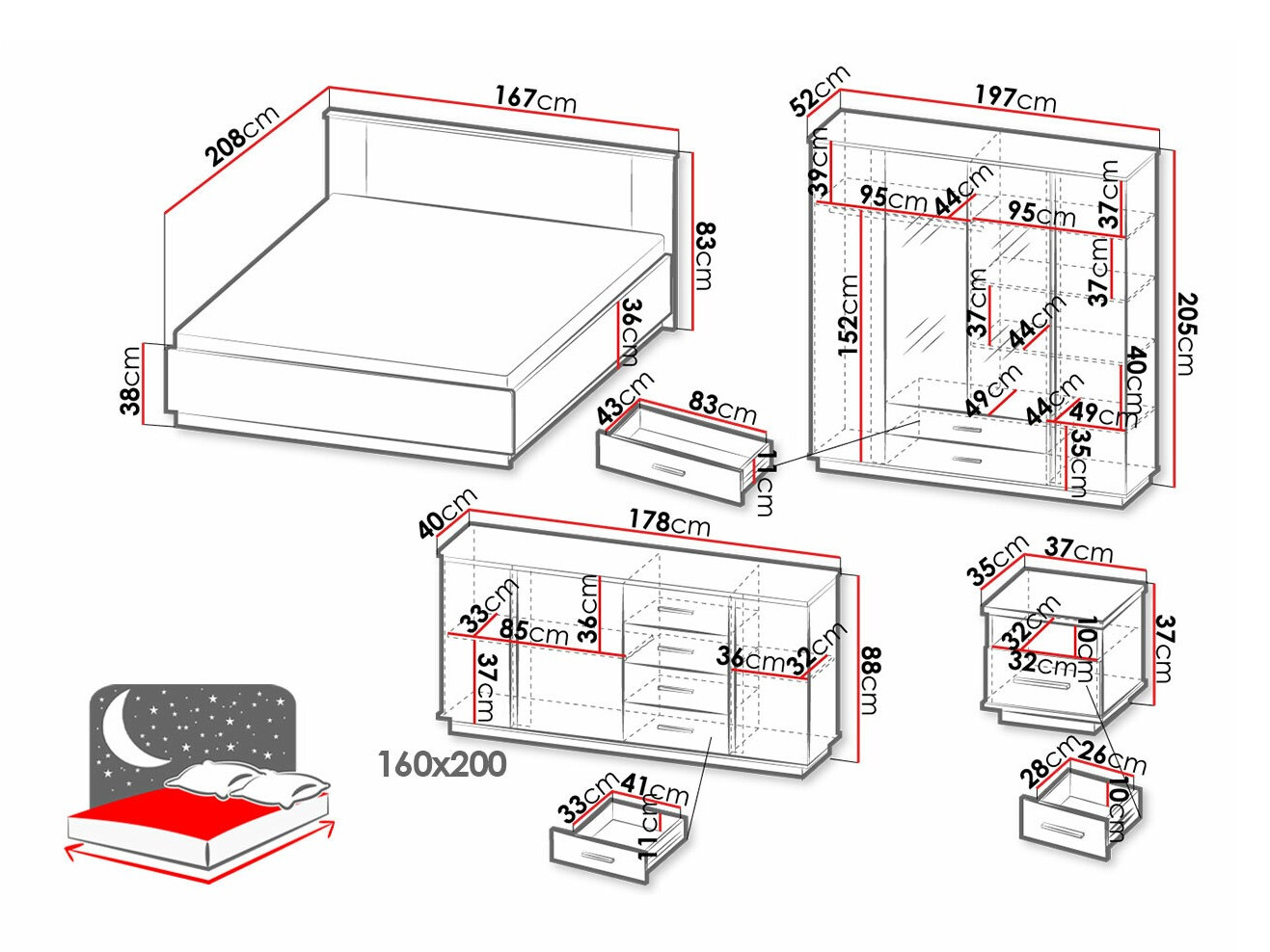 Guļamistabas komplekts Tenodeu 128
