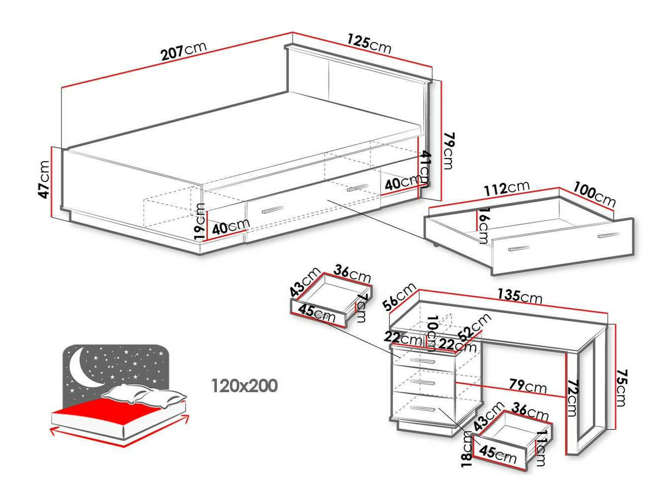 Guļamistabas komplekts Tenodeu 129
